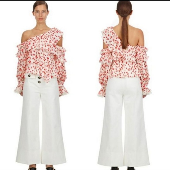 Self-Portrait Cream and Red Floral Blouse - Picture 1 of 8